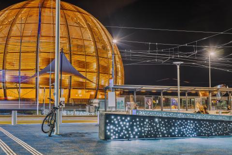 CERN globe by night